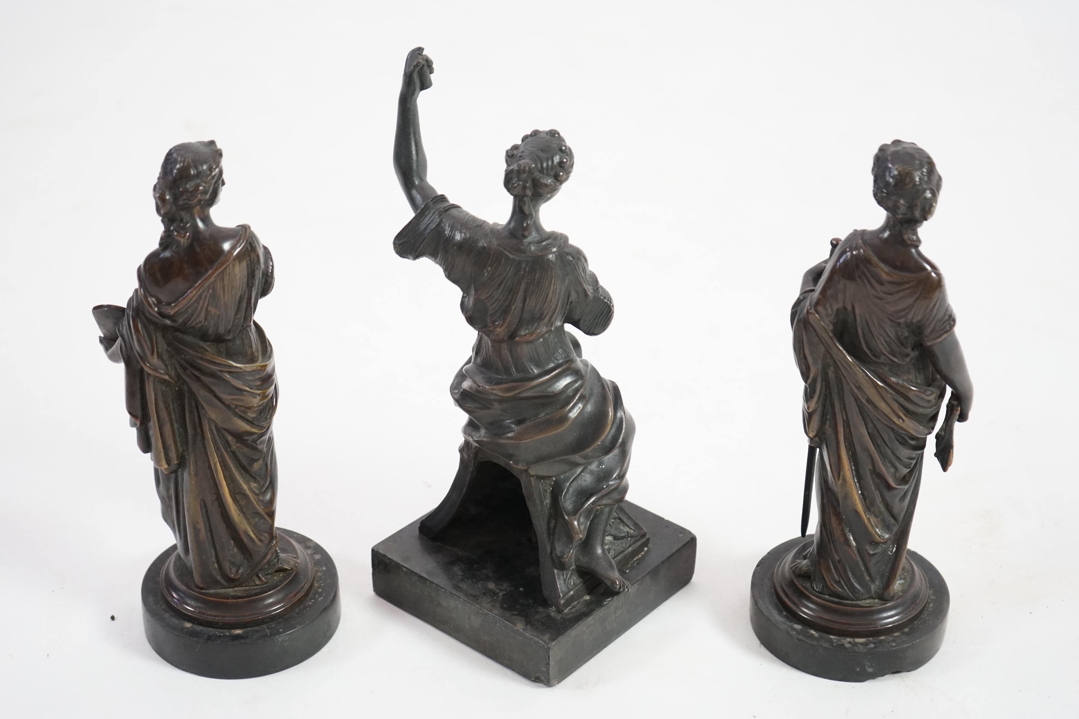 Manner of Henri Louis Levasseur (French, 1853-1934), a pair of bronze allegorical figures